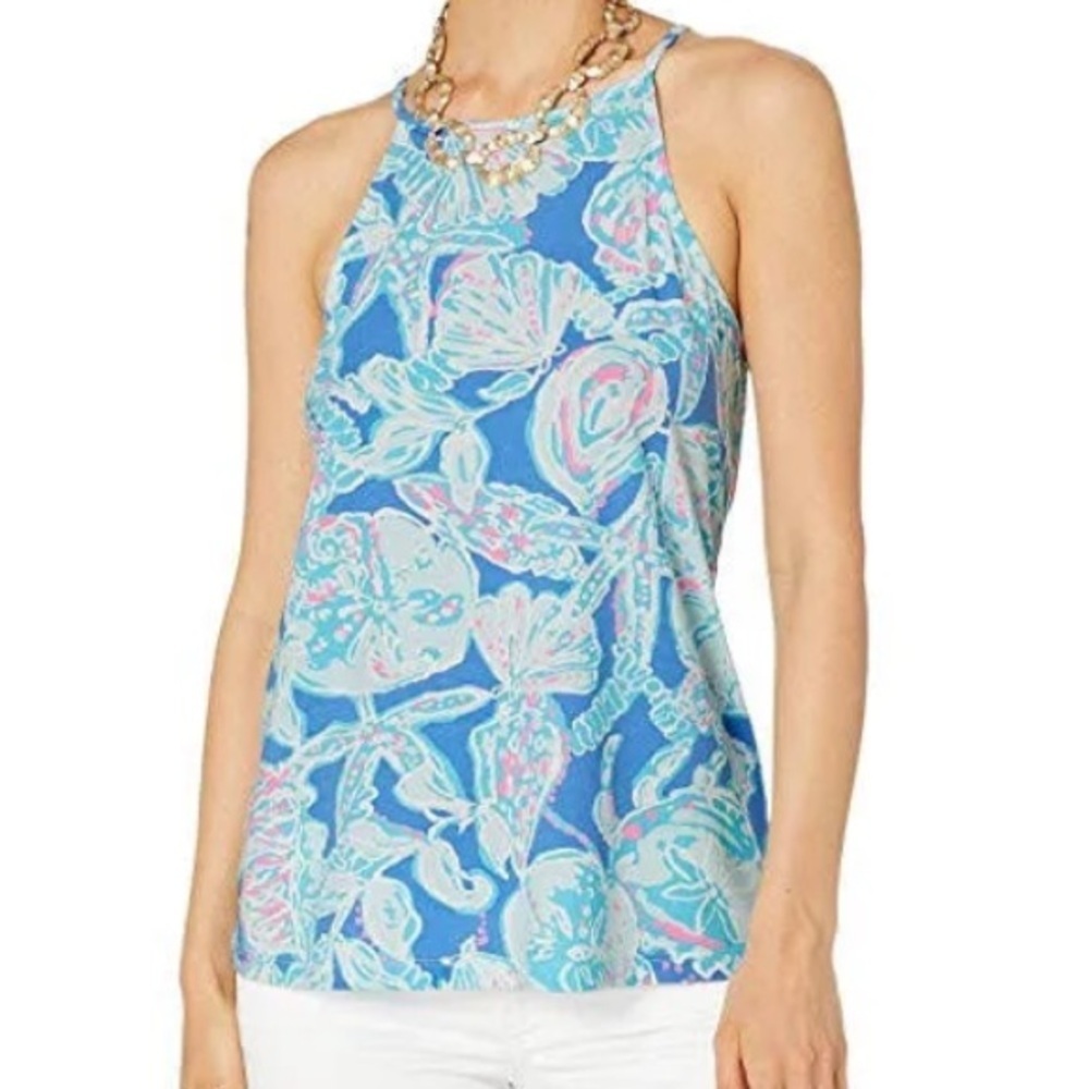 Lilly Pulitzer Margo Tassel Swing Tank Top S Blue Haven Seashell